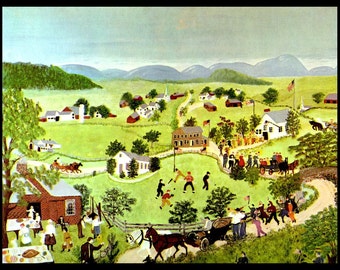 Grandma Moses, Grandma Moses Print, Country Decor, Primitive, Folk Art, Americana, Circa 1950, Vintage Book Page Print