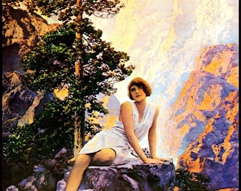 Maxfield Parrish Print, Circa 1932, 'Solitude', 10x14, Art Nouveau, Wall Hanging, Home Decor