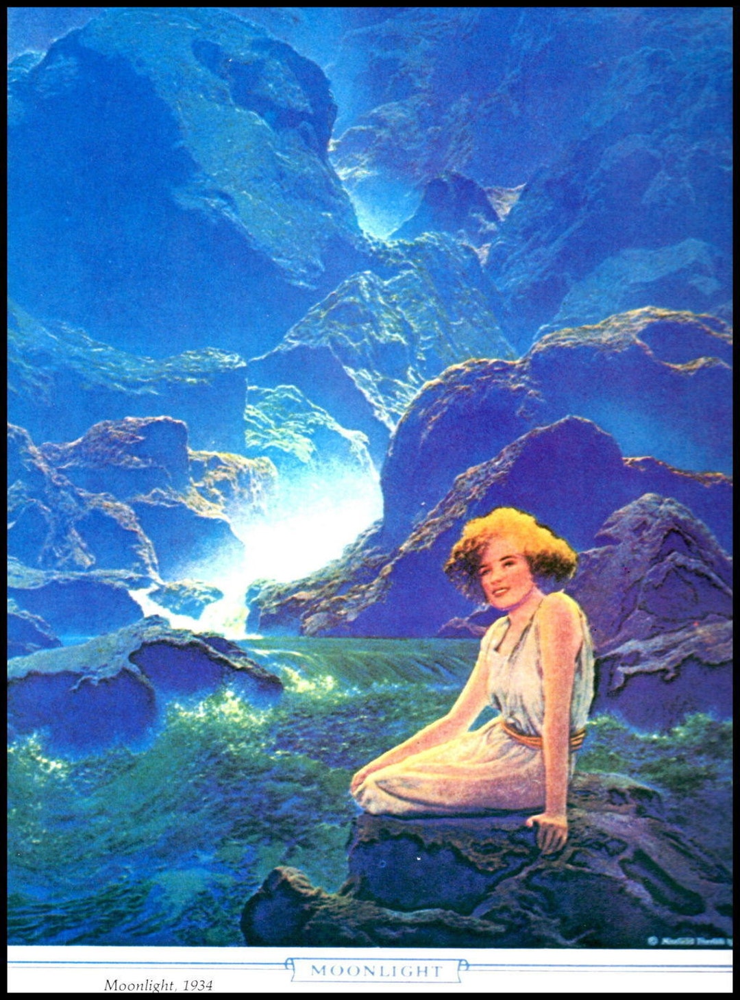 Maxfield Parrish, Maxfield Parish Art, Art Nouveau, Print, 'moonlight, 1934, 10x14, , Wall