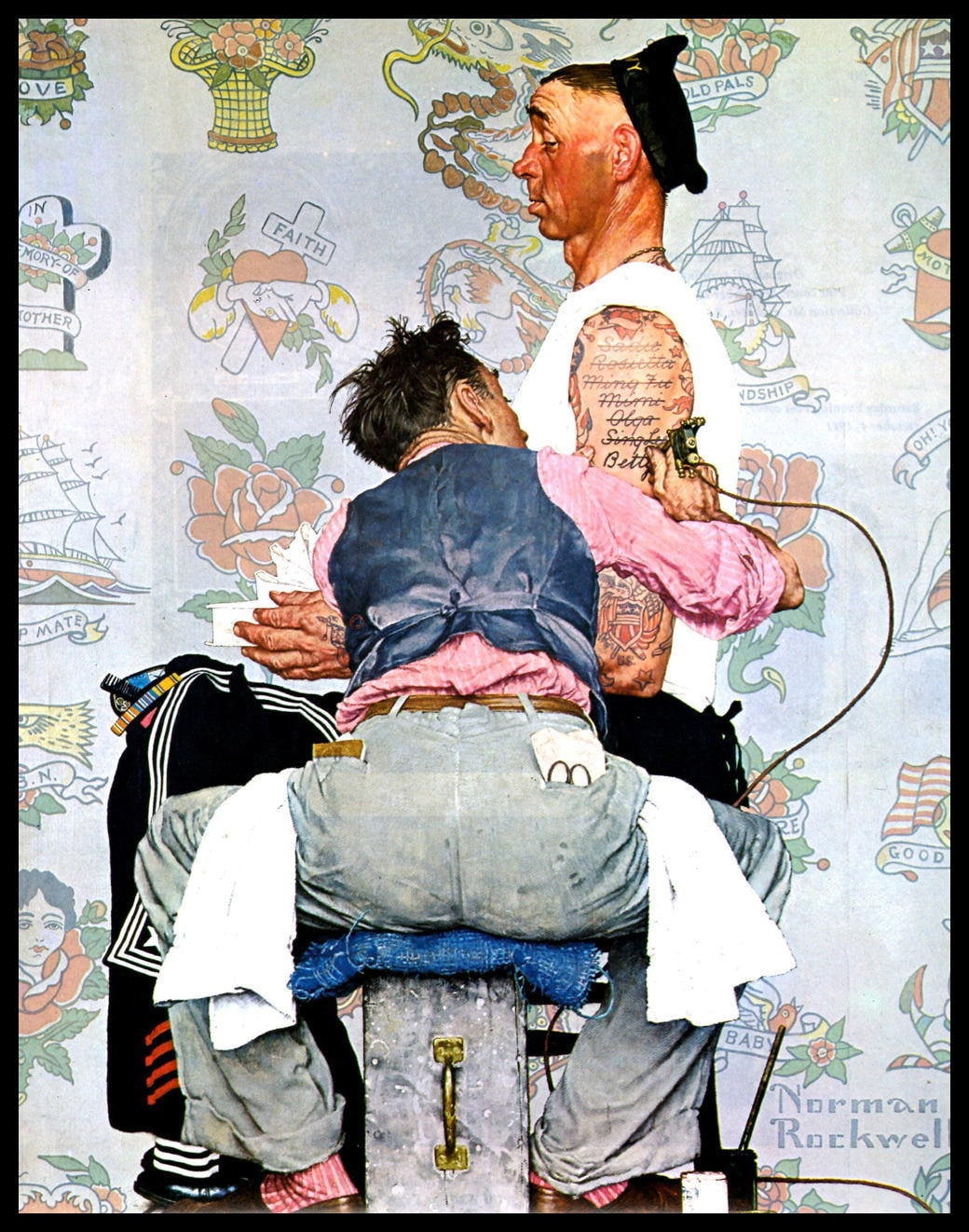 Norman Rockwell Print The Tattoo Artist | Etsy