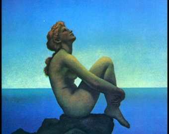 Maxfield Parrish Print, 'Stars', Circa 1926, 10x14, Art Nouveau, Wall Hanging