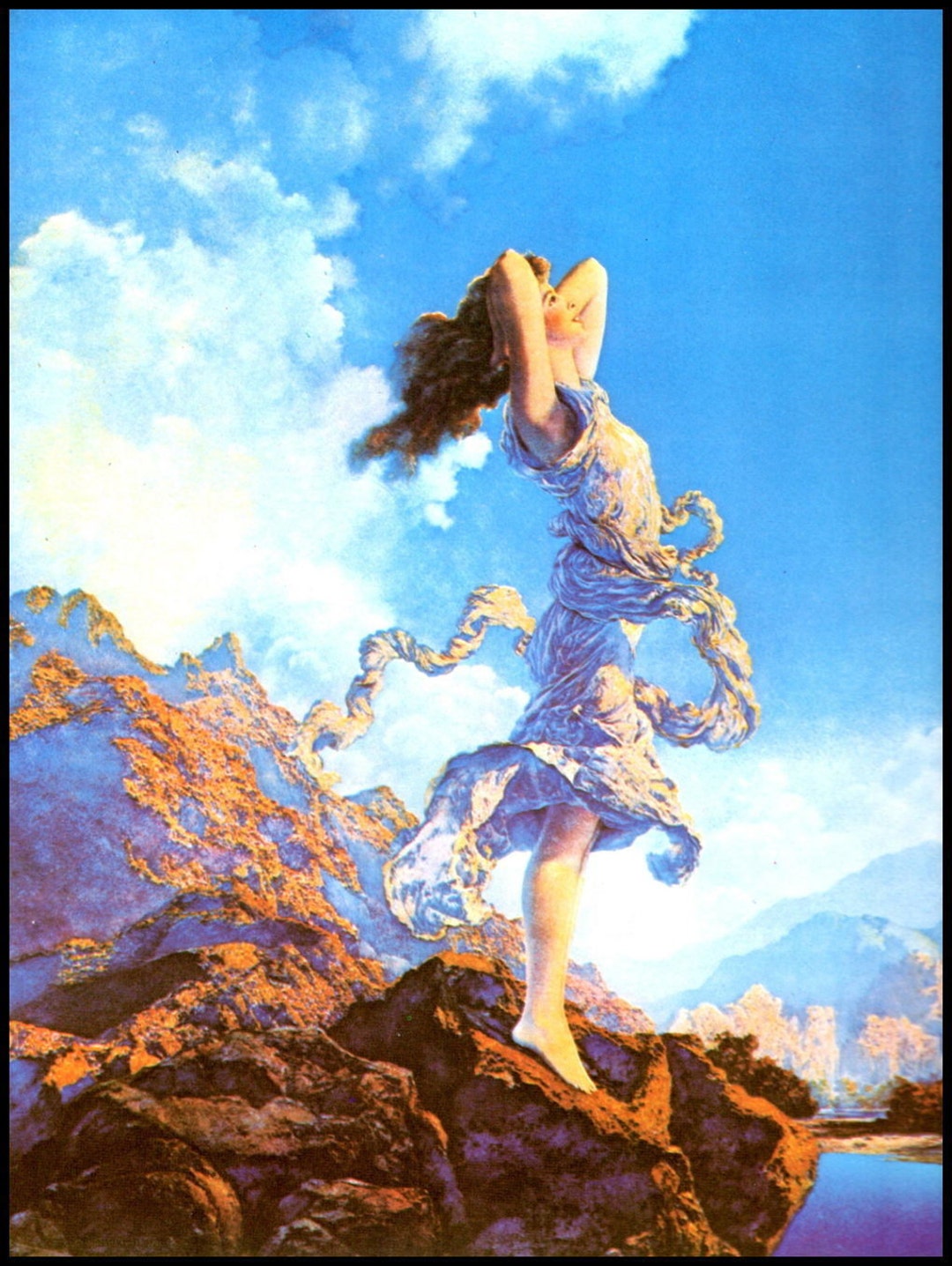 Maxfield Parrish Vintage Painting, 'ecstasy',1930, 10x14, Art
