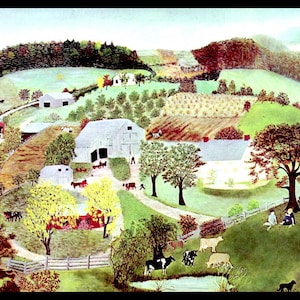 Grandma Moses, Grandma Moses Print, Country Decor, Primitive, Folk Art, Americana, Circa 1946, Vintage Book Page Print