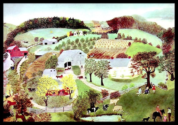 Grandma Moses The Pond 複製画 額装品 Grandma Moses Night Before