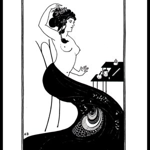 Art Nouveau Print - Aubrey Beardsley Vintage Print, "Toilette Of A Courtezan", Art Nouveau, Original Book Page Print, Ready For Framing
