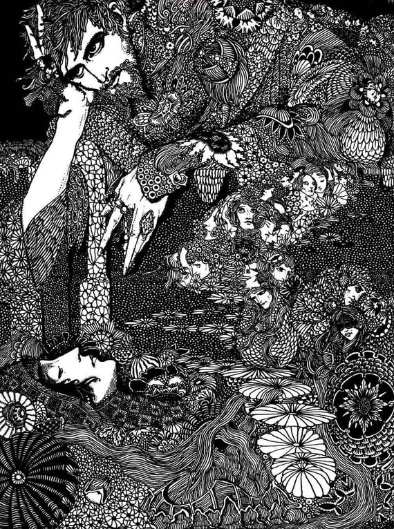 Vintage Harry Clarke, Illustration For 'Tales Of Mystery and Imagination', Morella, Edgar Allen Poe, Book Plate Print, Ready For Framing
