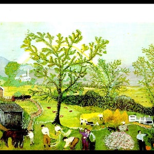 Grandma Moses, Grandma Moses Print, Vintage Americana, Country Home Decor, Folk Art, Americana, Circa 1961, Farm, Vintage Book Page Print