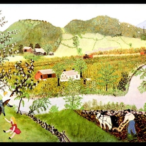 Grandma Moses, Grandma Moses Print, Vintage Americana, Country Home Decor, Folk Art, Americana, Circa 1952, Farm, Vintage Book Page Print