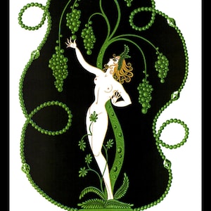 Erte Classic Art Deco Print, The Precious Stones: "Emerald", Original Vintage Art Print, Ready To Frame