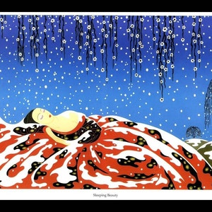 Erte  Print, 'Sleeping Beauty', Home Decor , Wall Hanging, Vintage Art Print, 1920's dress, Erte poster, Ready To Frame, Highly Decorative