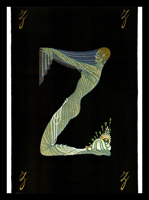 Erte Print, Vintage Art Deco, Alphabet Series 
