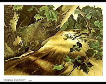 Andrew Wyeth, Thin Ice | Published Lithograph Print Mid 20th