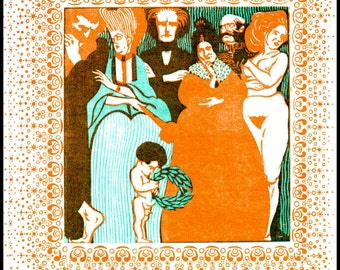 Art Nouveau Print, Ferdinand Audri, Days Of The Week, Calendar Page Spread For  VER SACRUM Calendar, Wall Art, Home Decour, Wall Decour