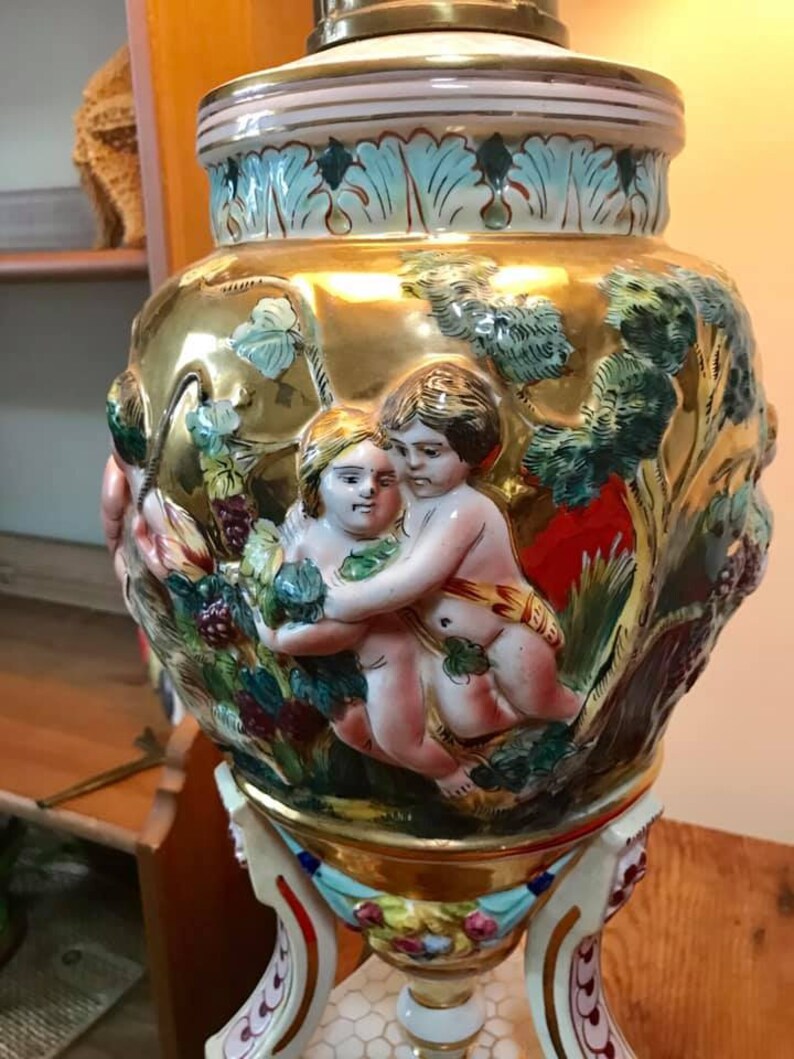 Capodimonte Lamp 3ft Tall NO SHADE Cherubs Brass Porcelain Etsy