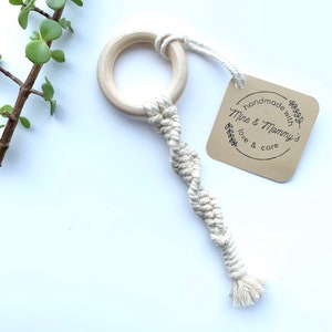 Wooden Macrame Baby Teether, Natural Teether, Boho Baby Teething Toy, Teething Baby