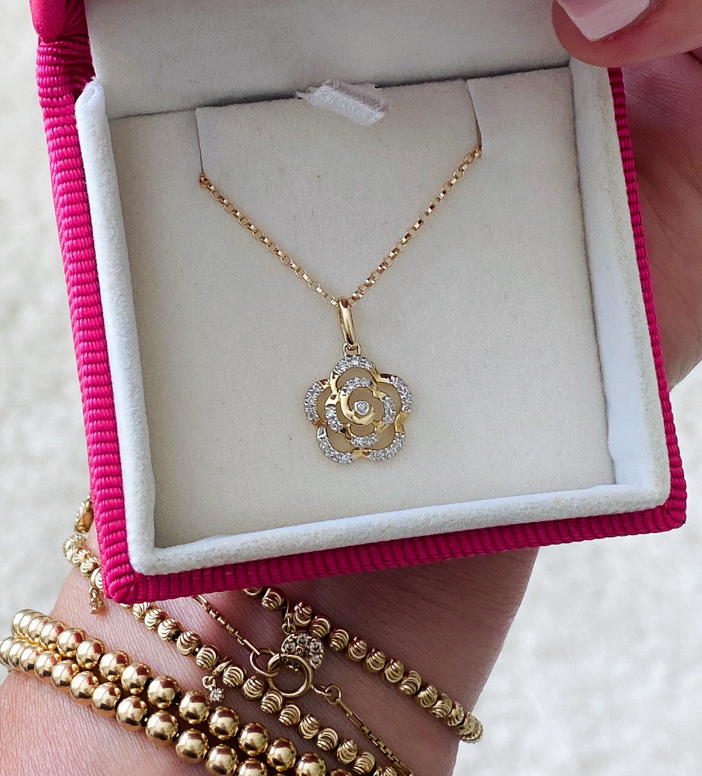 Diamond Rose Necklace | Etsy Australia