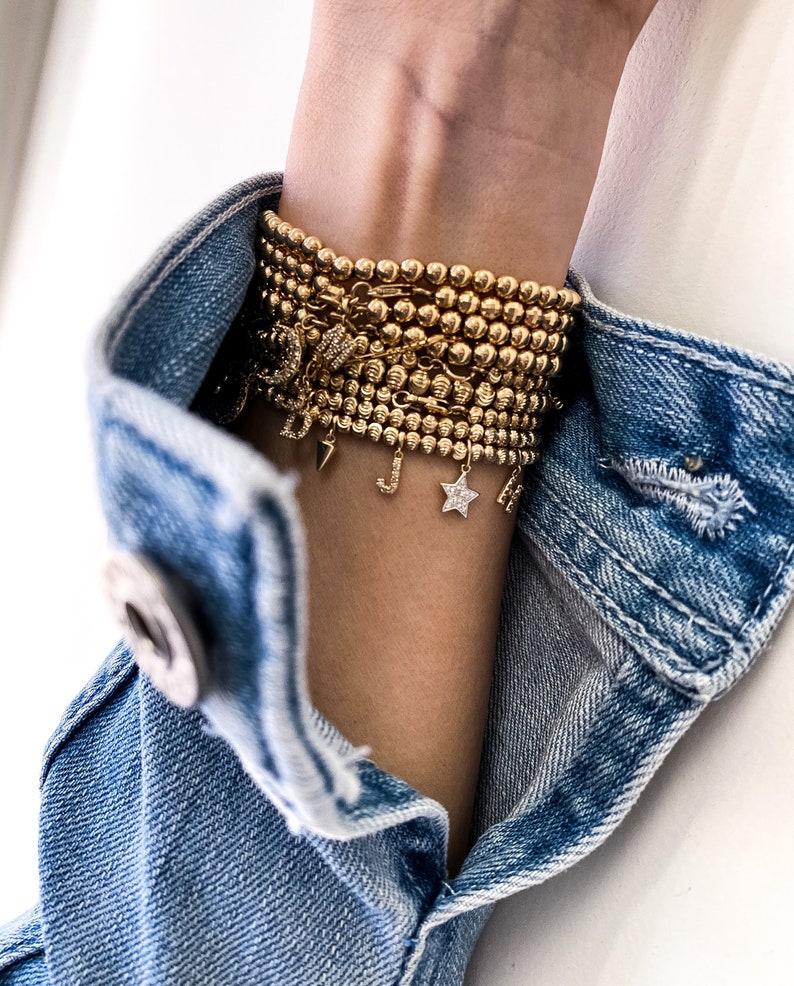 Gold Bead Bracelet 4mm 14k Gold | Etsy