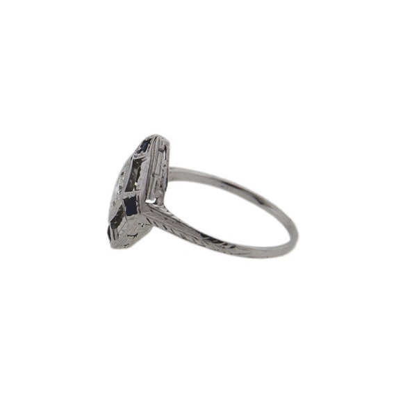 Antique Diamond and Sapphire North South Ring - image 3