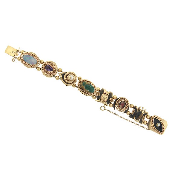 Vintage / Estate 14k Slide Charm Bracelet - image 2