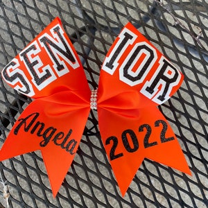 Customizable Senior with year and Name Cheer Bow