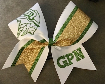 Cheer Double Glitter Mascot and Double Logo Bow