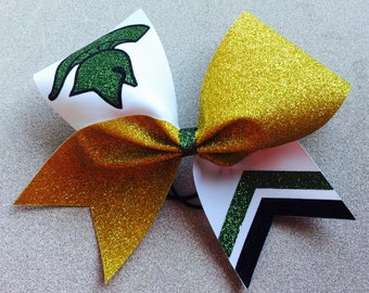 Cheer 2 Color Glitter Custom Logo Bow
