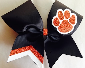 Cheer Double Glitter Mascot and Double Chevrons Bow