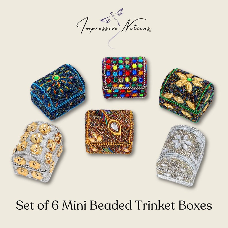 Hand Beaded Mini Trinket Jewelry Boxes Set of 6 Small Etsy