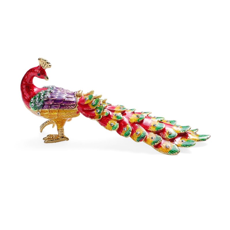 Ptinted Metl Vintge Pecock Figurine, Indi For Sle t 1stDibs