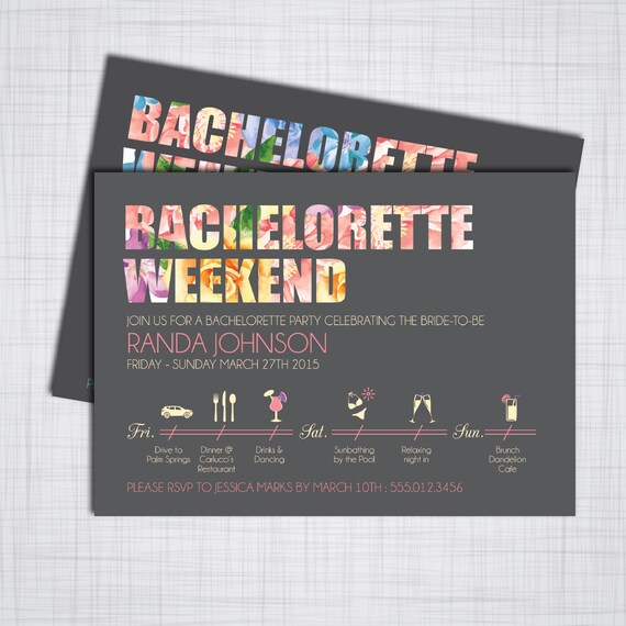 bachelorette party weekend diy printable invitations with etsy
