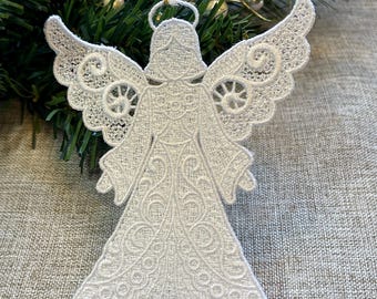 White Lace Angel Christmas Ornament