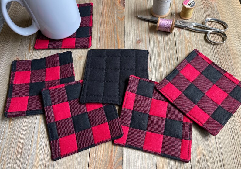 Quilted Fabric Coasters in Blue Floral Fabric Coaster Set to Etsy