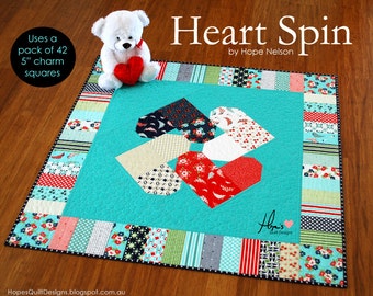 Heart Spin PDF Quilt Pattern - Charm Square Friendly