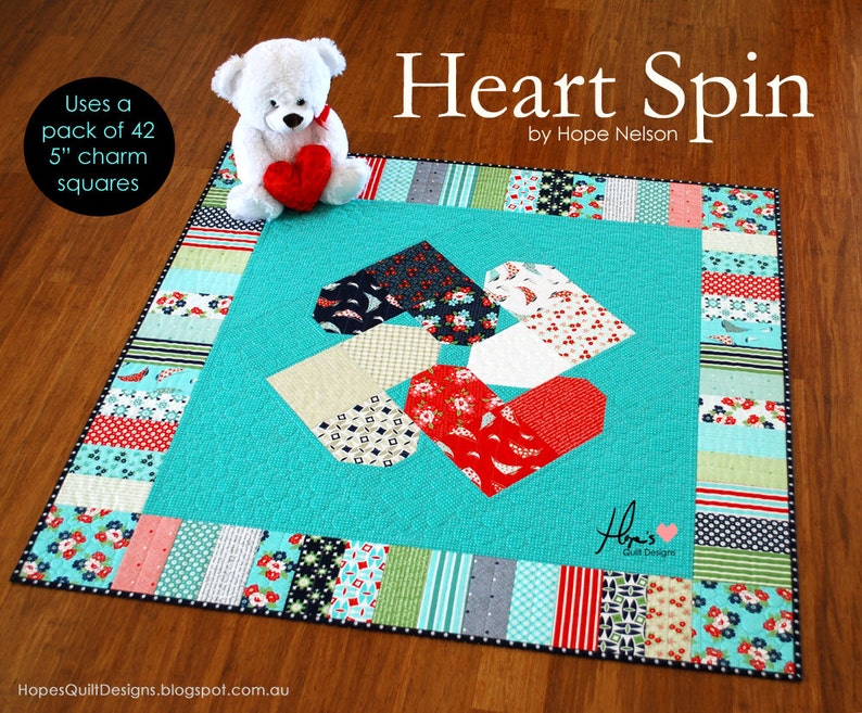 Heart Spin PDF Quilt Pattern Charm Square Friendly image 1