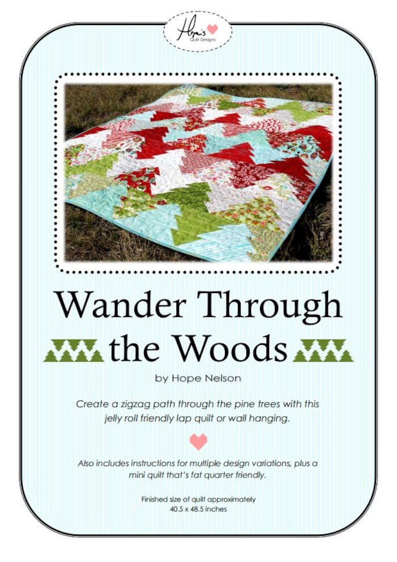 Zigzag Christmas Tree Quilt Pattern PDF Wander Through the Woods Or camping, forest or outdoors design. Lap size & mini quilt. image 2