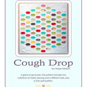 Hexagon, Lozenge PDF Quilt Pattern Cough Drop. Pre-cut friendly, beginner friendly. Baby or Lap Quilt plus Mini Quilt. image 2