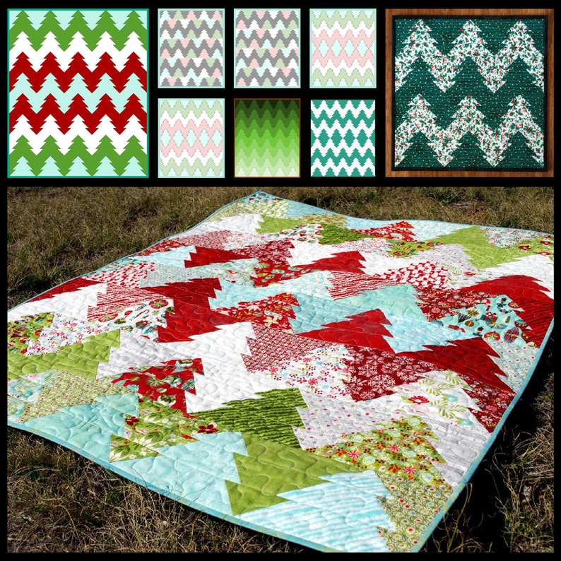 Zigzag Christmas Tree Quilt Pattern PDF Wander Through the Woods Or camping, forest or outdoors design. Lap size & mini quilt. image 5