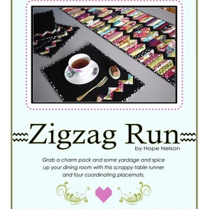 ZigZag Run Table Runner Quilt Pattern PDF Charm Square Friendly image 4