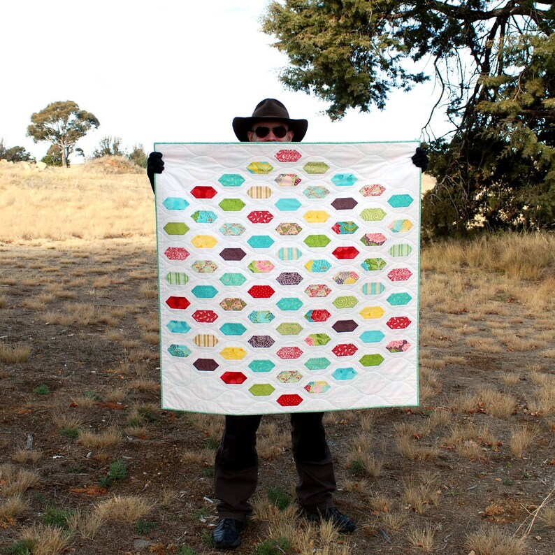 Hexagon, Lozenge PDF Quilt Pattern Cough Drop. Pre-cut friendly, beginner friendly. Baby or Lap Quilt plus Mini Quilt. image 5