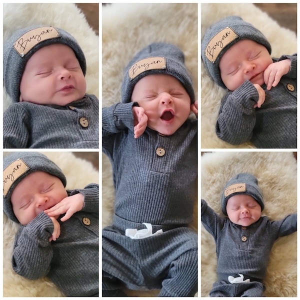 Conjunto de gorro com nome