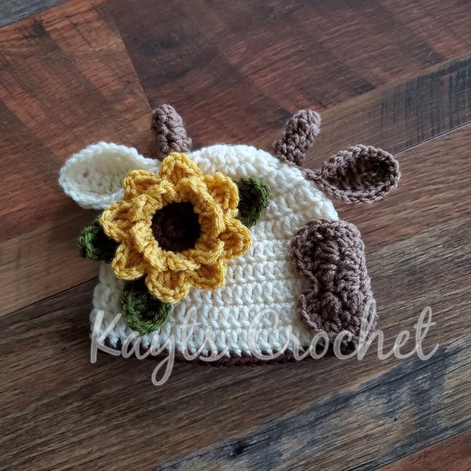 Crochet Sunflower Cow Etsy