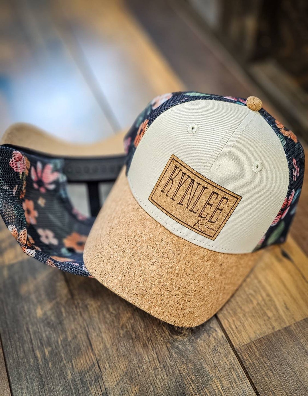 Floral Mesh Cork Bill Custom Trucker Hat Etsy