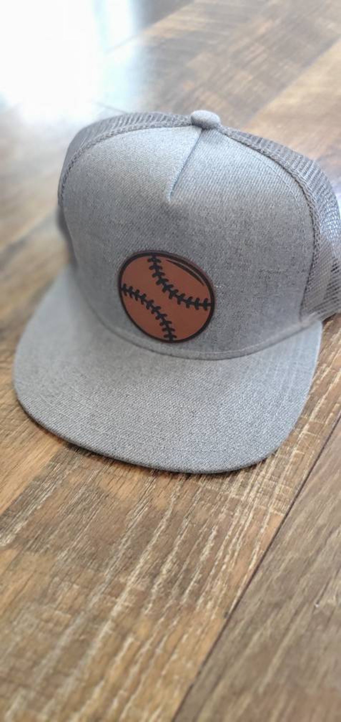 Infant or child's snap hat with leather patch Etsy