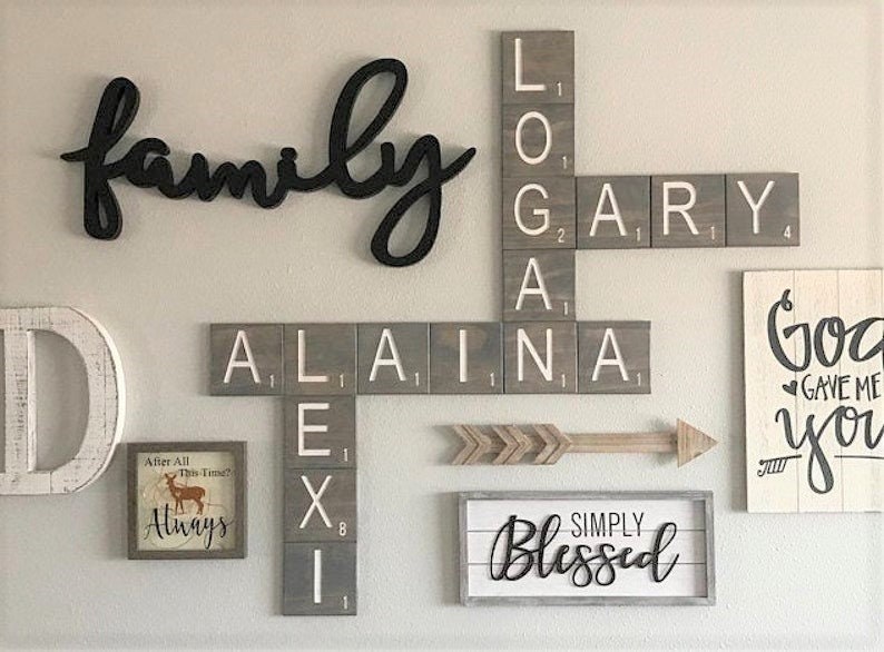 CARVED Scrabble Wall Tiles 5.5 and 4.5 Scrabble Etsy