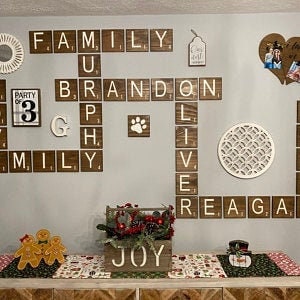 CARVED Scrabble Wall Tiles, 4.5 and 5.5 Scrabble wall letters, Scrabble, Family Scrabble names, Scrabble tiles, Crossword, Signs of Zest image 4