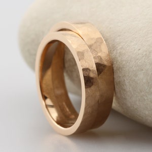 His and Hers Bands, Hammered Rose Gold Rings, Rustic Jewellery, Handmade Wedding Rings, 18ct Rose Gold Ring, Unique Bridal Jewellery
