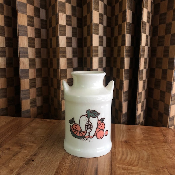 Vintage Ceramic Small Milk Jug Jar 70s Fruit Produce Pattern 5"