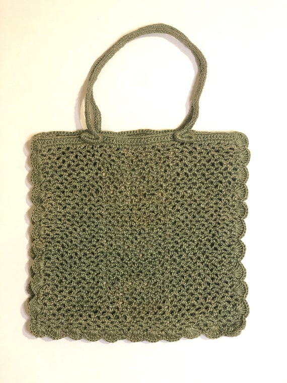 Vintage Macrame Woven Floral Tote Bag - image 3