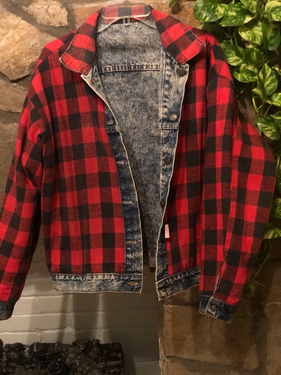 half flannel half jean jacket