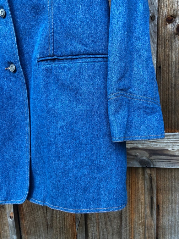 Vintage Denim Faux Fur Collar Coat - image 7